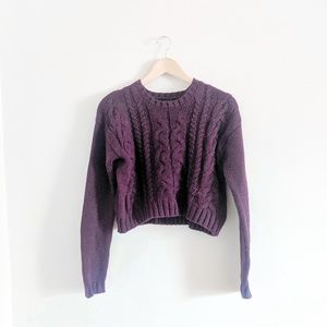 Cropped cable knit sweater
